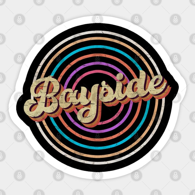 vintage circle line color Bayside Sticker by KirikKikuk.Store